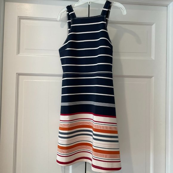 Abercrombie & Fitch Dresses & Skirts - Abercrombie Neoprene Square Neck Dress Navy Stripe Women’s XS